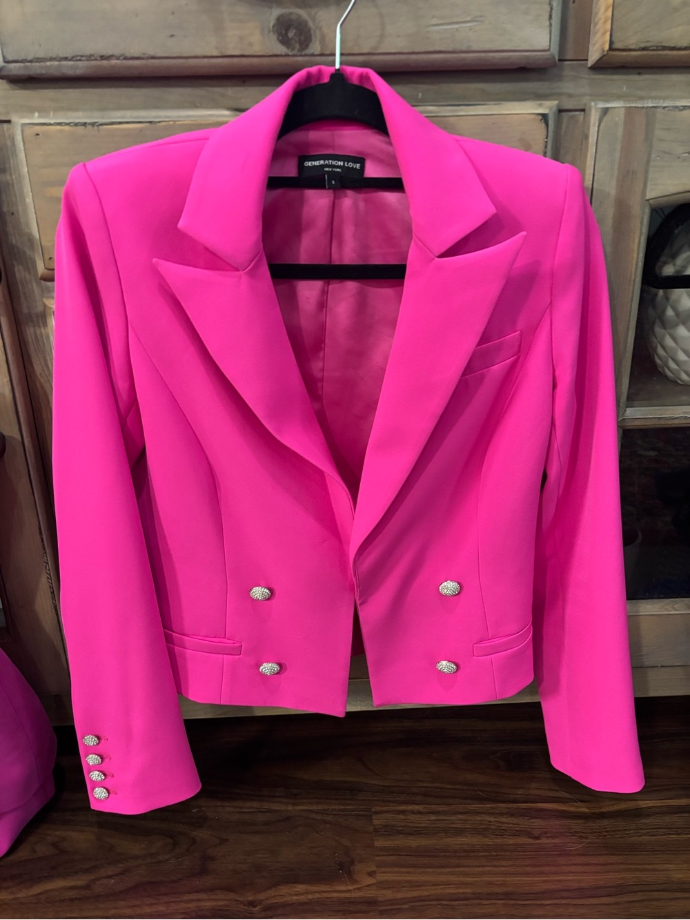 Generation Love Hot Pink Cropped Double-Breasted Blazer - Picture 2 of 5